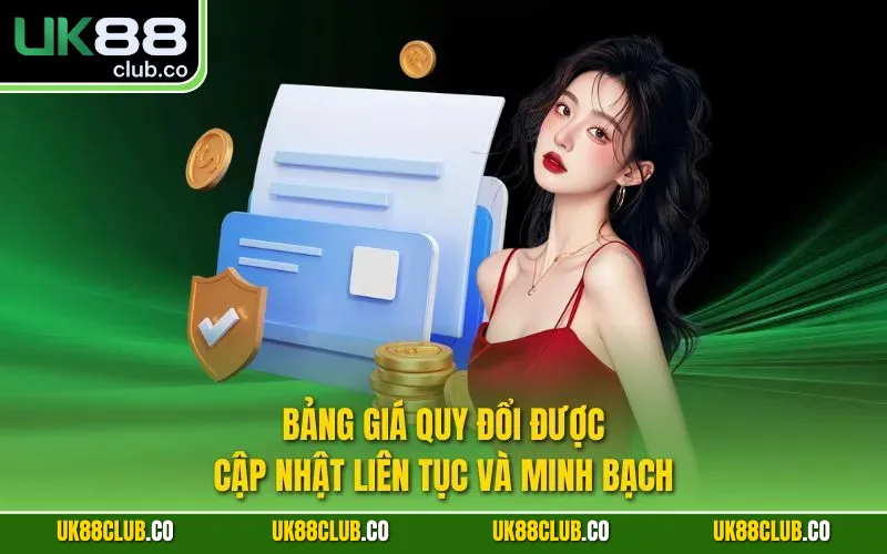 Bảng giá quy đổi được cập nhật liên tục và minh bạch